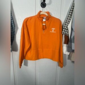 Tennessee Volunteers Pullover Crop Large Orange Fleece Quarter Zip Size XL EUC